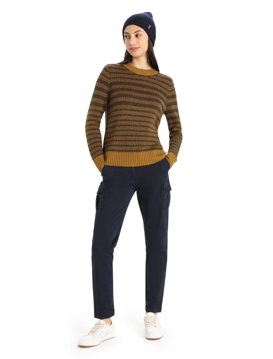 Clove / Midnight Navy Icebreaker Merino Waypoint Crewe Women's Sweaters | AU 1624RVDW